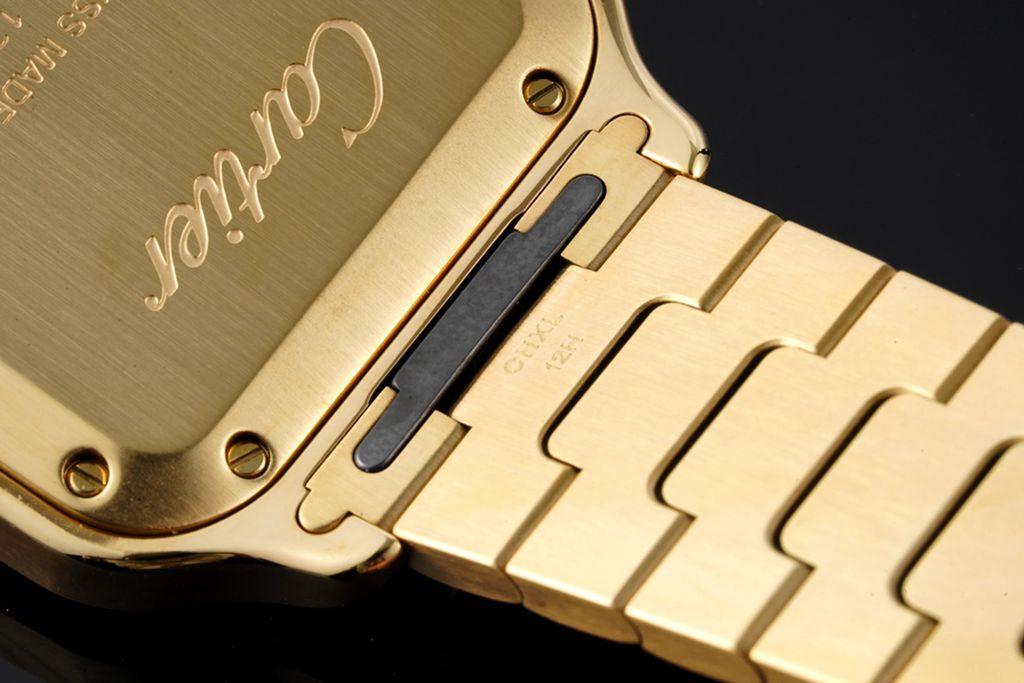 Cartiertop-tierhigh-quality watch Santos series ladies steel bracelet white dial gold watch detail shots