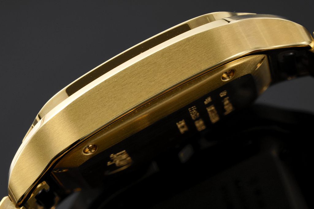Cartiertop-tierhigh-quality watch Santos series ladies steel braceletwhite dial gold watch side view