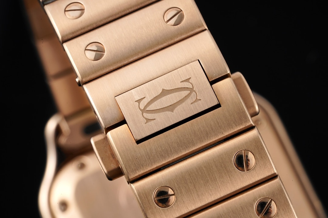 Cartiertop-tiersuper watch Santos series ladies steel braceletwhite dialrose gold watch clasp picture