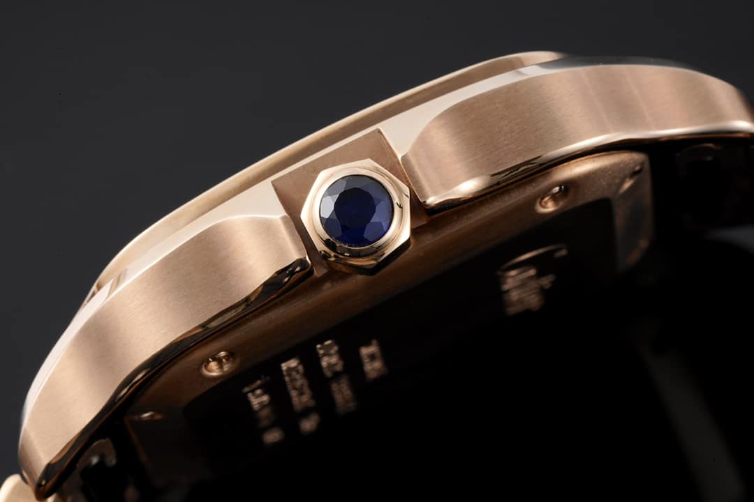 Cartiertop-tiersuper watch Santos series ladies steel braceletwhite dialrose gold watch side view