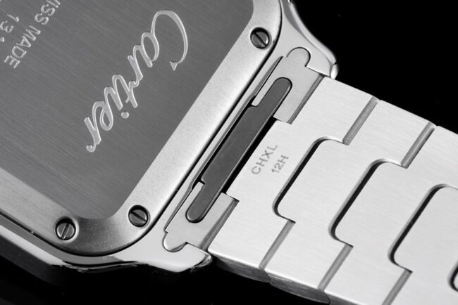 Cartiertop-tiersuper watch Santos series ladies steel bracelet white dial watch detail shots