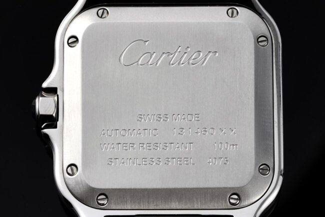 Cartiertop-tiersuper watch Santos series ladies steel braceletwhite dial watch back cover picture