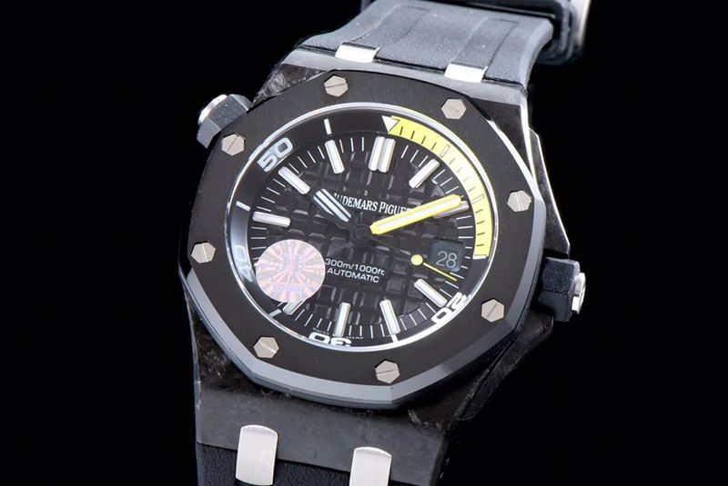 Audemars Piguet Top collectible watches 15706 Series Men's Mechanical Watch with Ceramic Bezel and Black Plate Front View