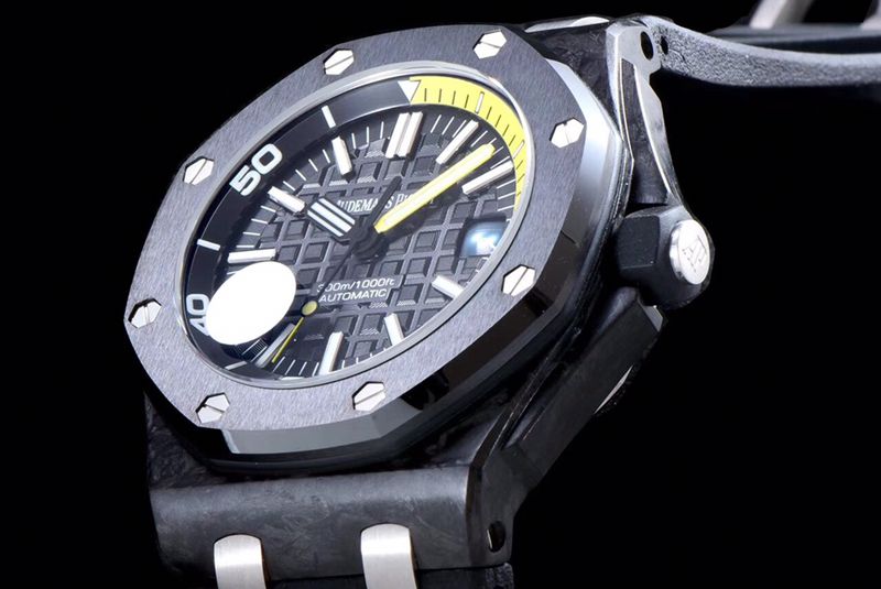 Audemars Piguet Top collectible watches 15706 Series Men's Mechanical Watch with Ceramic Bezel and Black Plate Front View