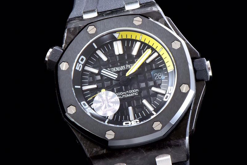 Audemars Piguet Top collectible watches 15706 Series Men's Mechanical Watch with Ceramic Bezel and Black Plate Front View