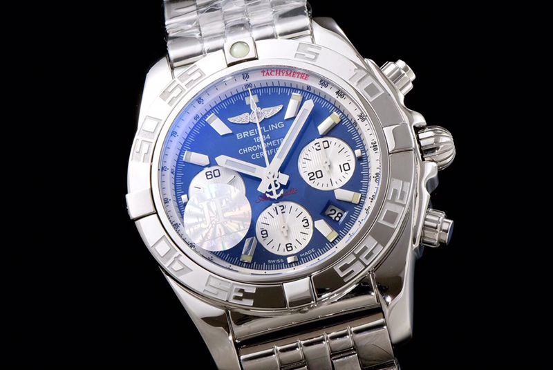 Breitlingtop-tierhigh-quality watch aviation chronograph series AB011011 men's steel bracelet blue dial mechanical watch front view