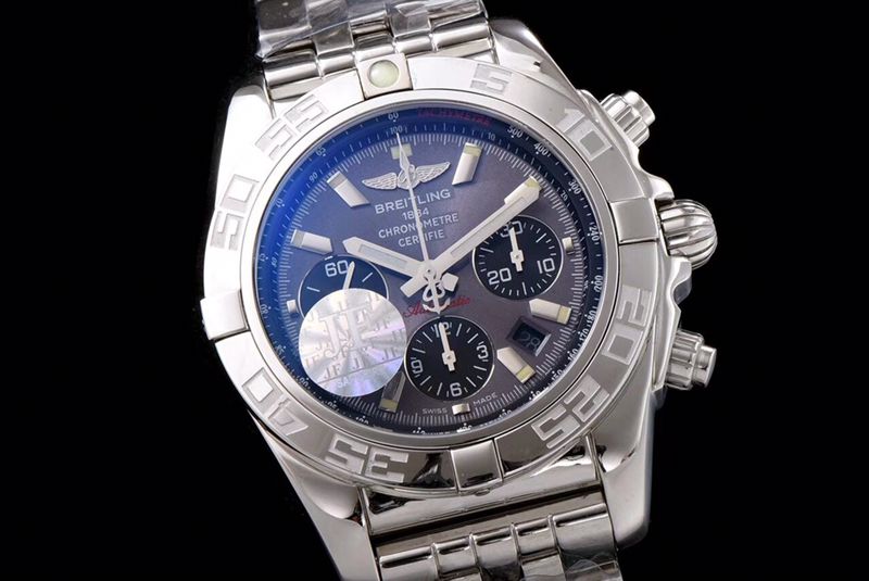 Breitlingtop-tiersuper watch aviation chronograph series AB011011 men's steel bracelet gray plate mechanical watch front view