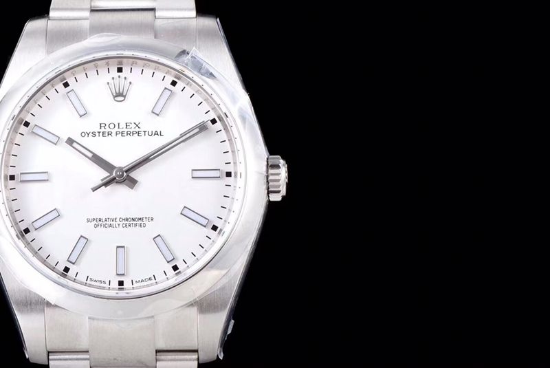 Rolextop-tiersuper watch Oyster Perpetual series men's mechanical white dialsteel bracelet watch detail shots