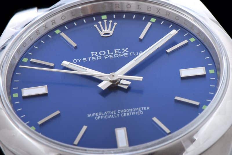 Rolextop-tier watch Oyster Perpetual series men's mechanical blue dialsteel bracelet watch detail shots
