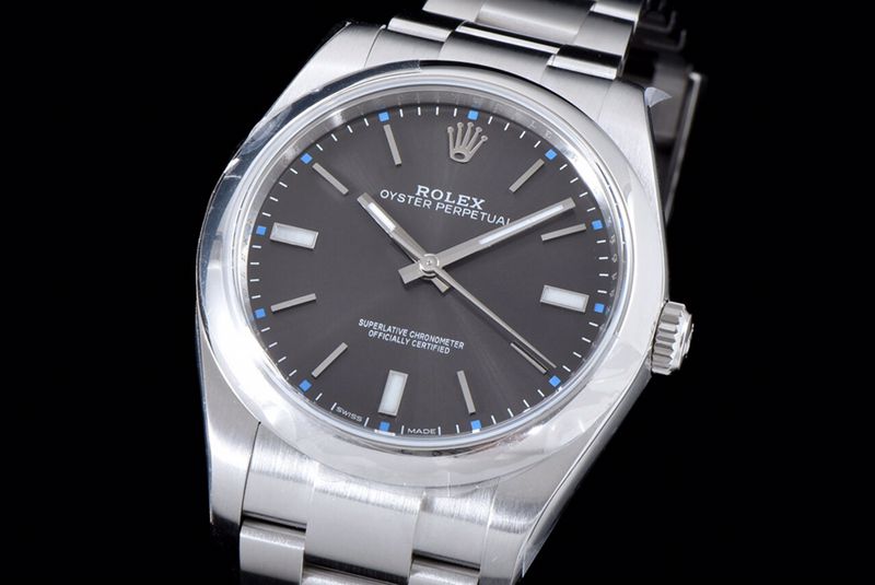 Rolextop-tierhigh-quality watch Oyster Perpetual series men's mechanical gray plate steel bracelet watch front view