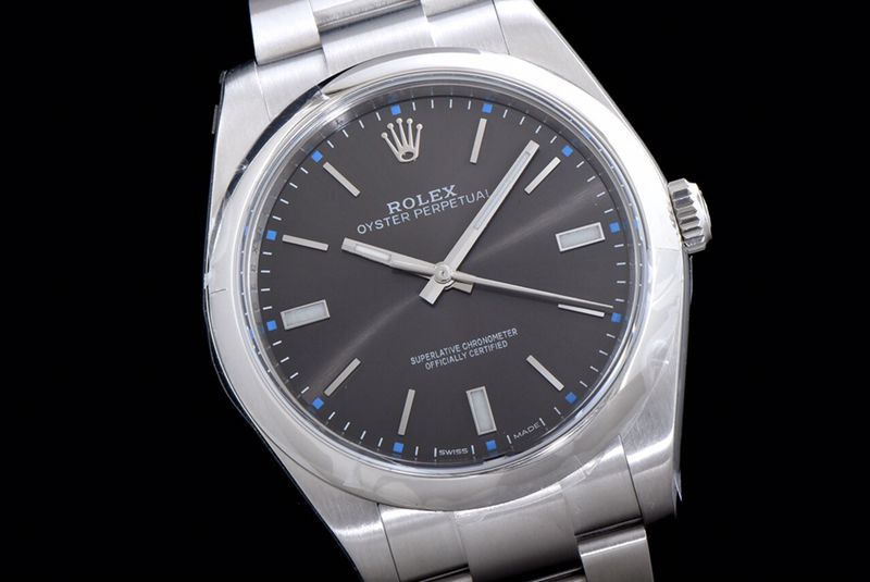 Rolextop-tierhigh-quality watch Oyster Perpetual series men's mechanical gray plate steel bracelet watch front view