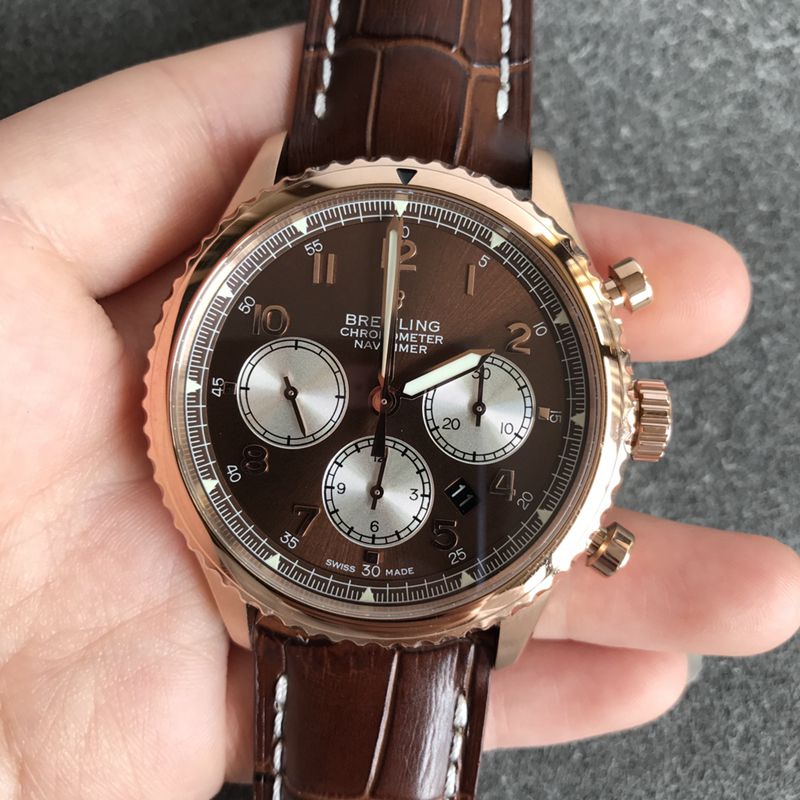 Breitlingtop-tiersuper watch pilot 8 series men's brown dial leather strap mechanical watch front view