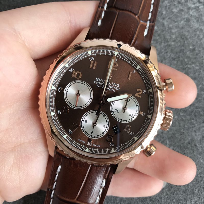 Breitlingtop-tiersuper watch pilot 8 series men's brown dial leather strap mechanical watch front view
