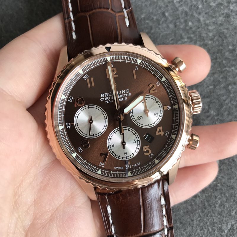 Breitlingtop-tiersuper watch pilot 8 series men's brown dial leather strap mechanical watch front view