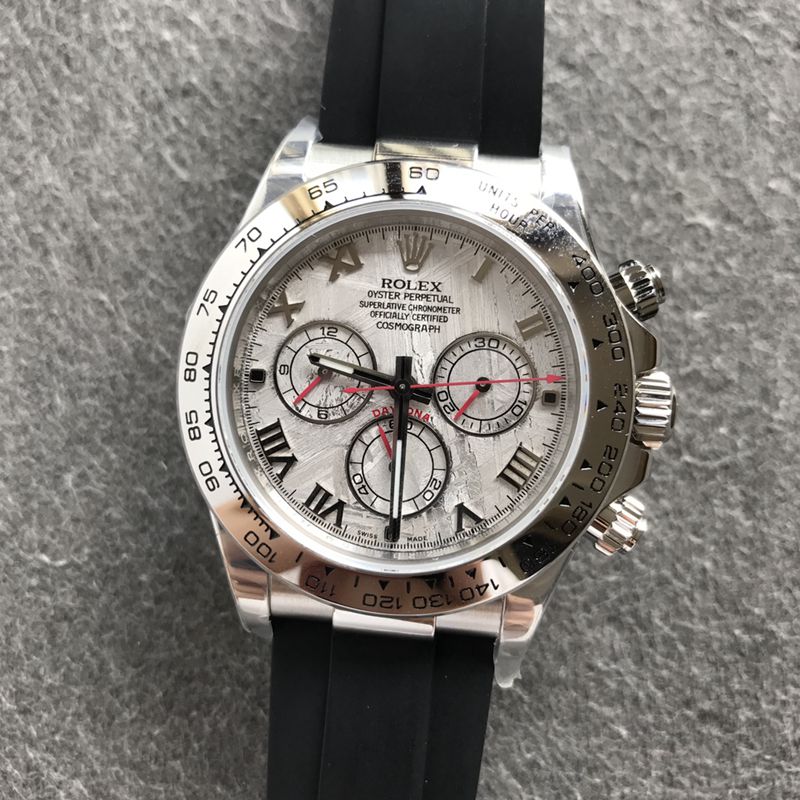 Rolextop-tierhigh-quality watch white gold Daytona series meteorite face men's mechanical watch front view