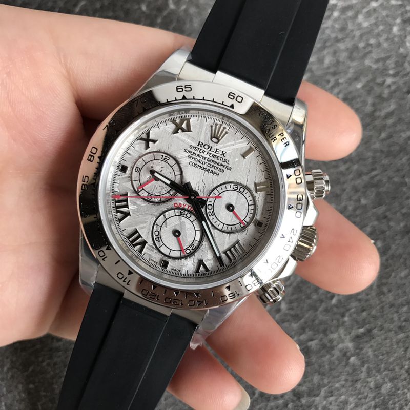 Rolextop-tierhigh-quality watch white gold Daytona series meteorite face men's mechanical watch front view
