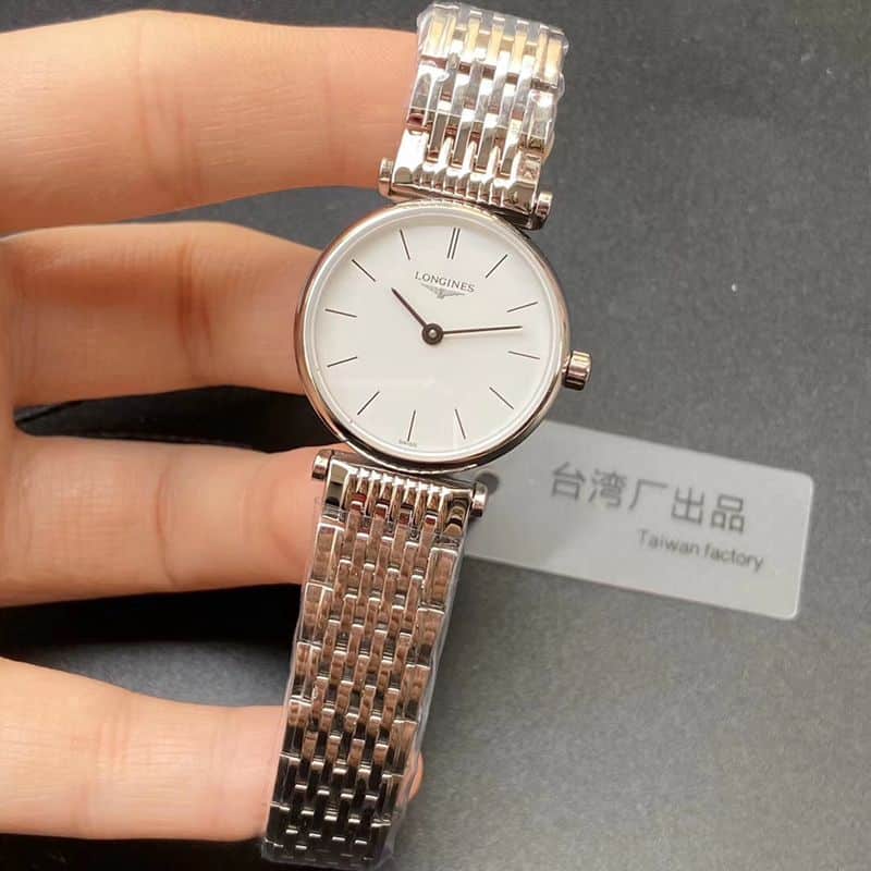 Longinestop-tiersuper watch ultra-thin Jialan series boutique couple watch quartzsteel bracelet watch front view