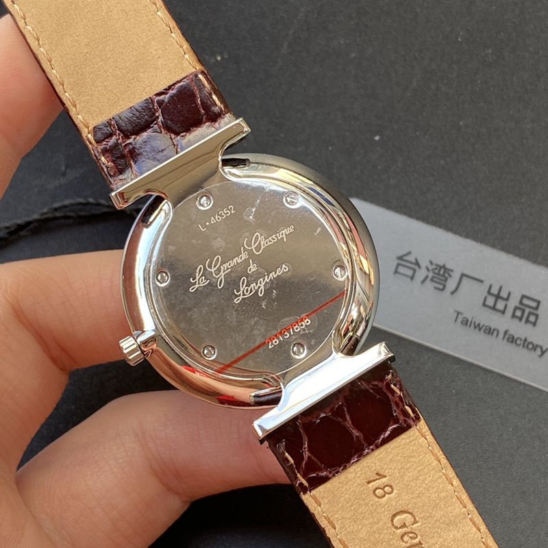 Longinestop-tier watch ultra-thin Jialan series boutique couple watch quartzwhite dialleather strap watch back cover picture