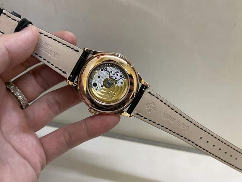 Patek Philippesuper watch complex monthly calendar date displayday display series men's leather strap mechanical rose gold watch movement picture