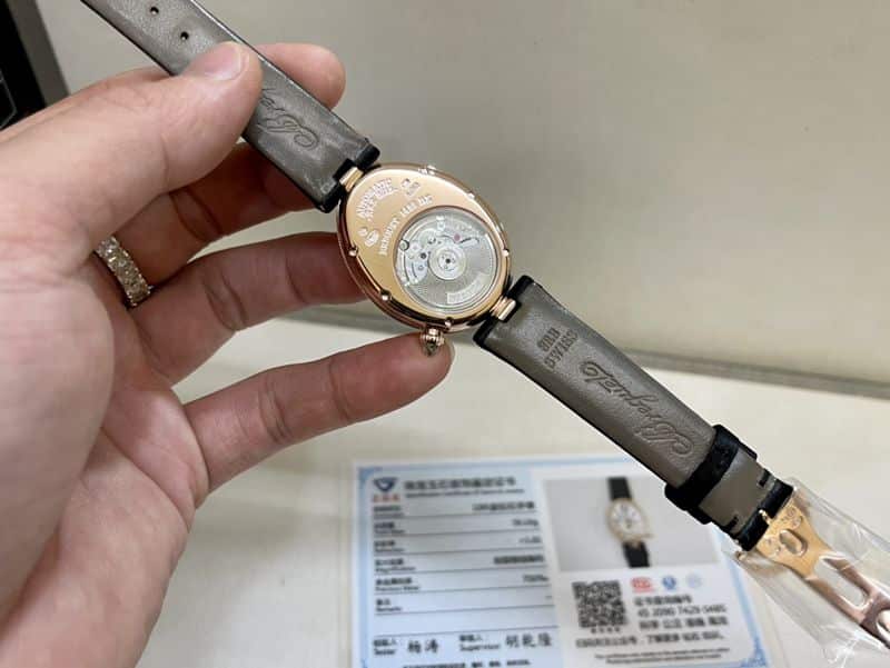 Real gold and real diamond Baoji top-tiersuper watch queen series rose gold ladies diamondleather strap watch movement picture