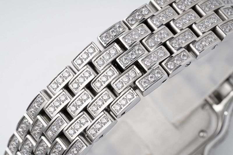 Cartiertop-tier watch cheetah full diamond series ladies steel bracelet mechanical white dial watch clasp picture