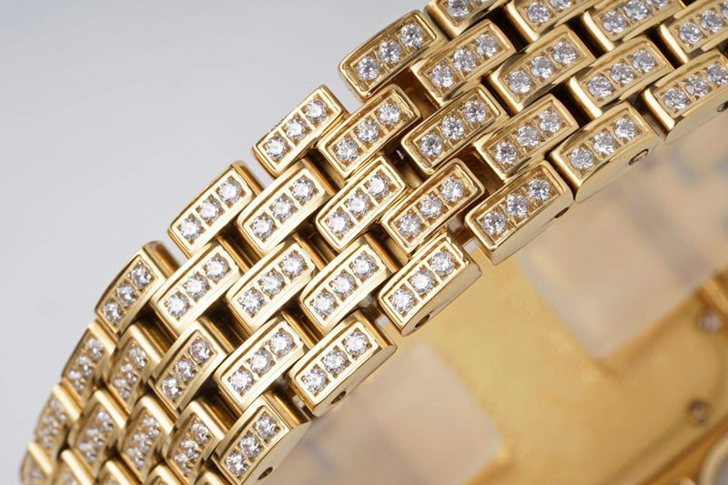 Cartiertop-tier watch cheetah full diamond series ladies yellow gold mechanical steel bracelet watch clasp picture