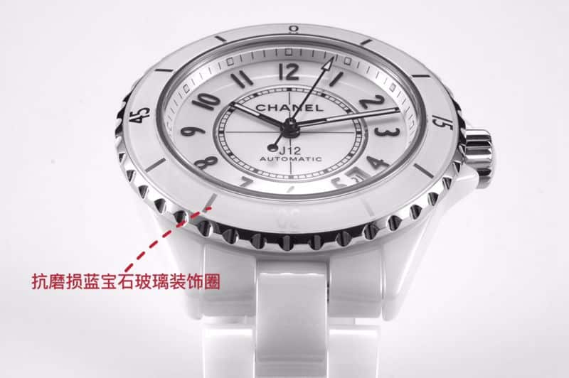 Chaneltop-tiersuper watch J12 series ladies fully automatic movementwhite dial watch detail shots