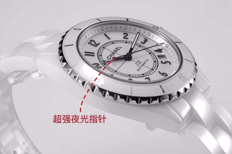 Chaneltop-tiersuper watch J12 series ladies fully automatic movement white dial watch side view