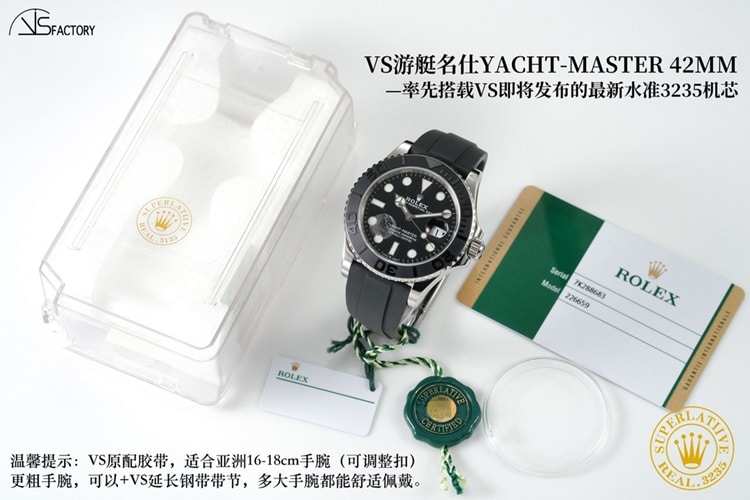 top-tier watch VSRolex white yacht 42dial3235 mechanical super long standby front view