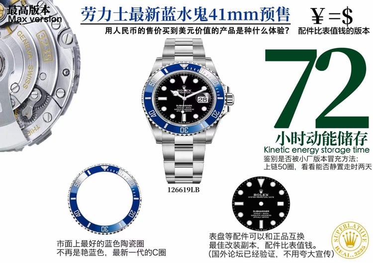2021top-tier replicaRolex watch latest blue Submariner 41mm highest version MAX front view