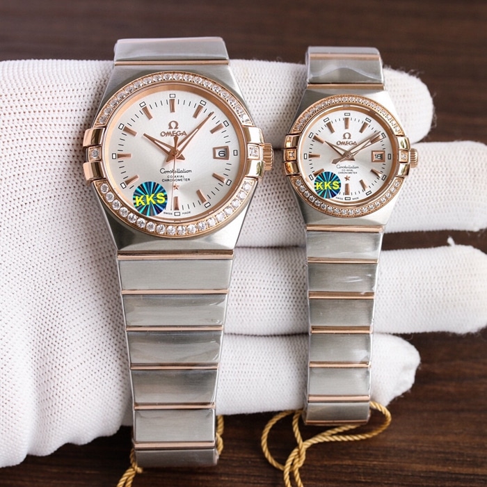 Omega Omega Double Eagle Constellation Series Couple Watch Front View