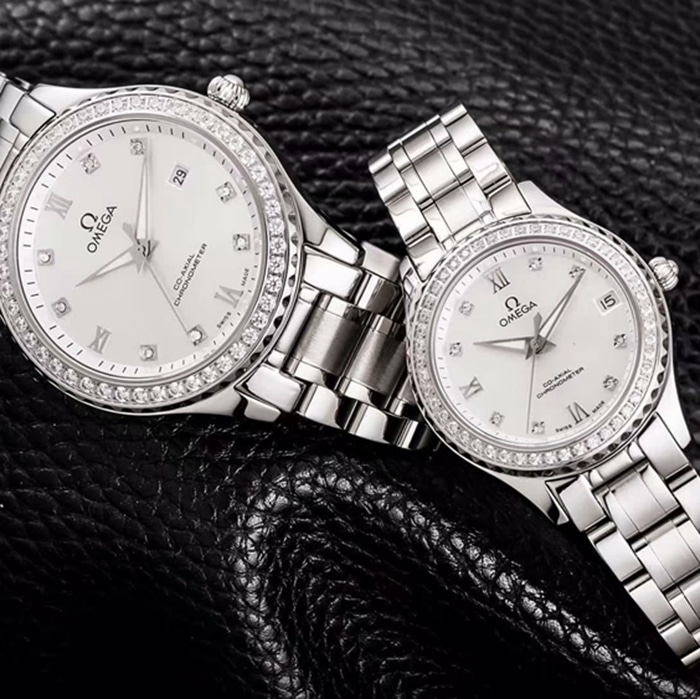 Front view of hot new Omega men’s and women’s watches