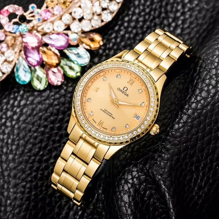 Front view of hot new Omega men’s and women’s watches