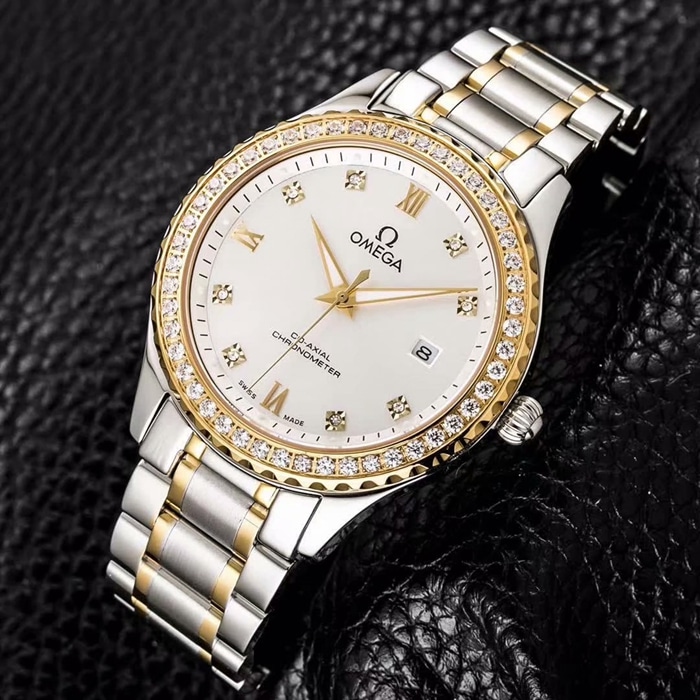 Front view of hot new Omega men’s and women’s watches