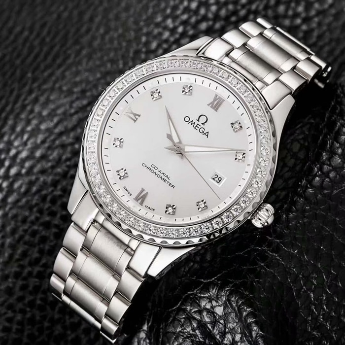 Front view of hot new Omega men’s and women’s watches
