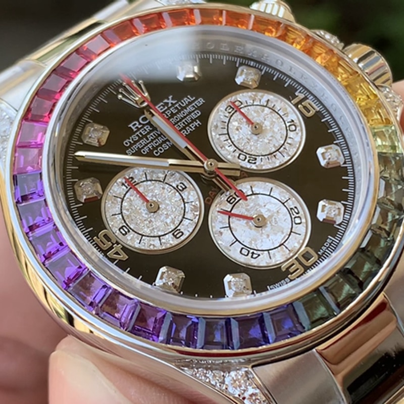 Rolex Rainbow Di men's steel bracelet watch front view