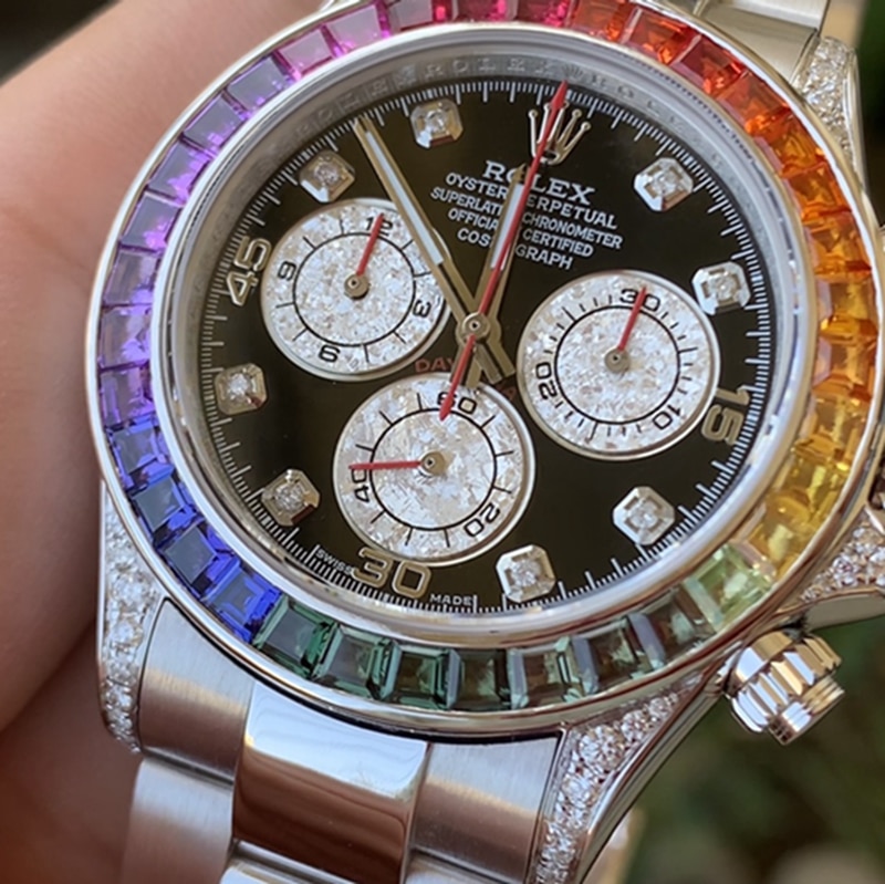 Rolex Rainbow Di men's steel bracelet watch front view