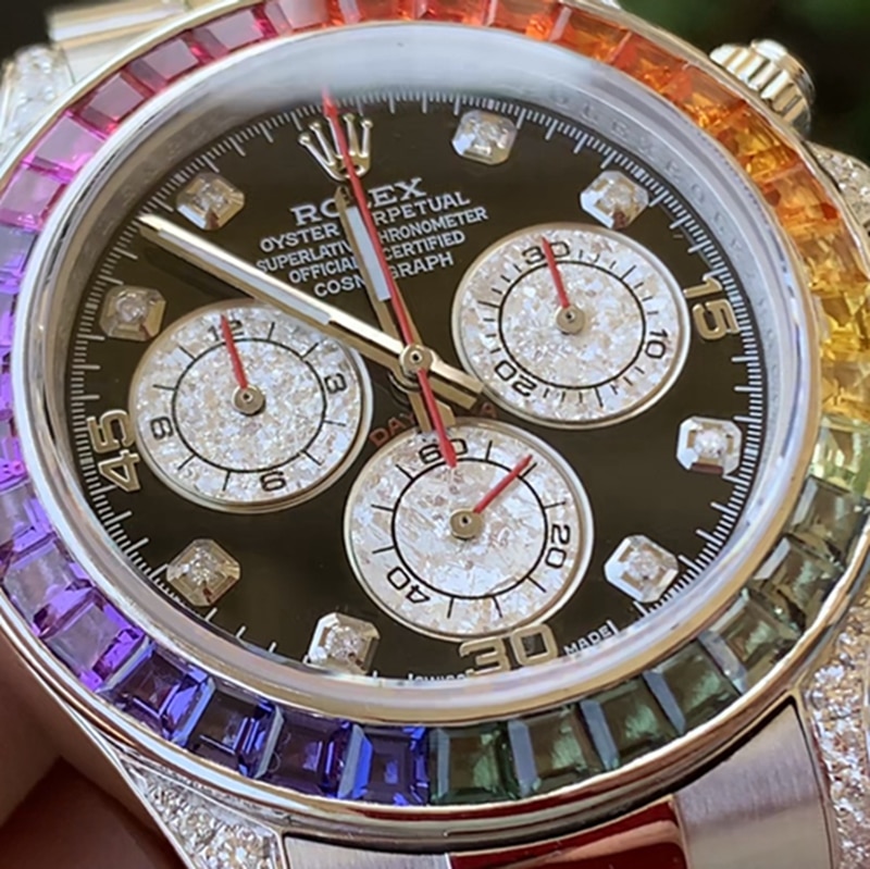 Rolex Rainbow Di men's steel bracelet watch front view