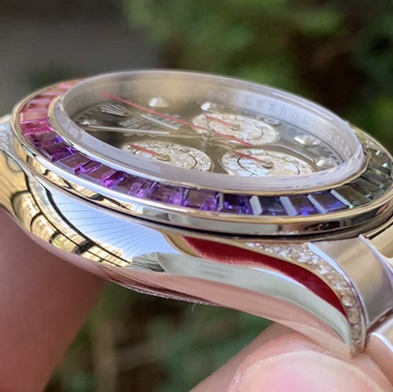 Rolex Rainbow Di men's steel bracelet watch side view