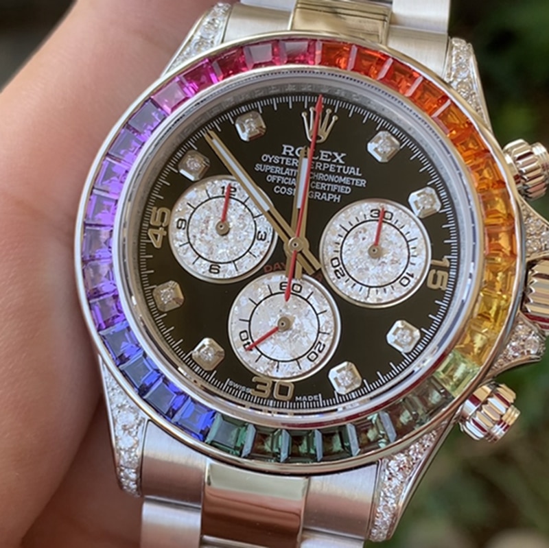 Rolex Rainbow Di men's steel bracelet watch front view