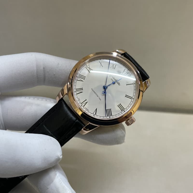 top-tier watch Glashütte Original original men's leather strap watch front view