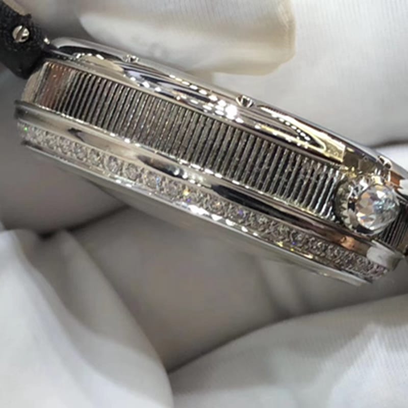 top-tier watch Breguet women's real diamond leather strap watch side view