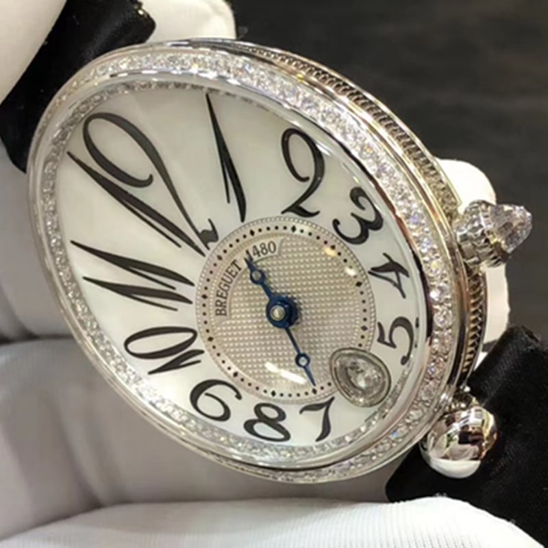 top-tier watch Breguet women's real diamond leather strap watch front view