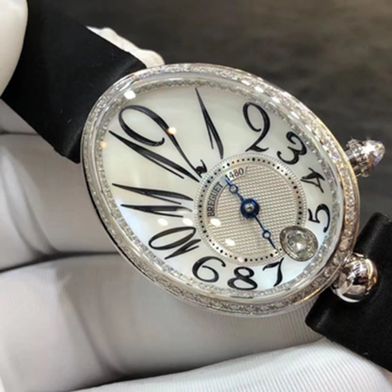 top-tier watch Breguet women's real diamond leather strap watch front view