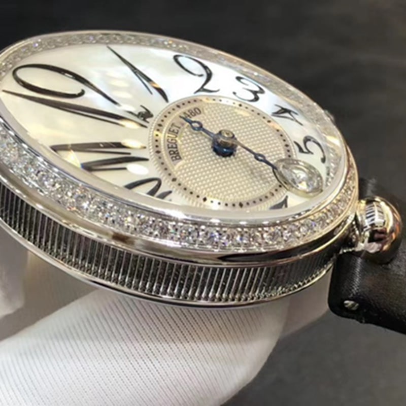 top-tier watch Breguet women's real diamond leather strap watch side view