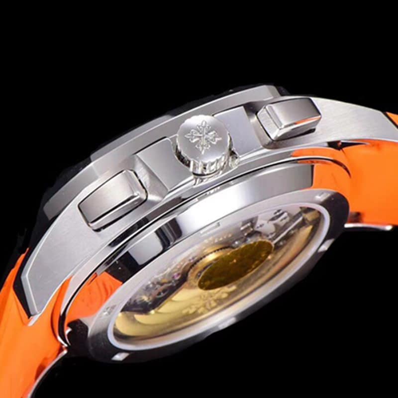 top-tier watch new Patek Philippe men's black dial fashion grenade chronograph watch side view