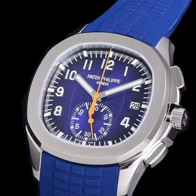 top-tier watch new Patek Philippe men's blue dial fashion grenade chronograph watch front view