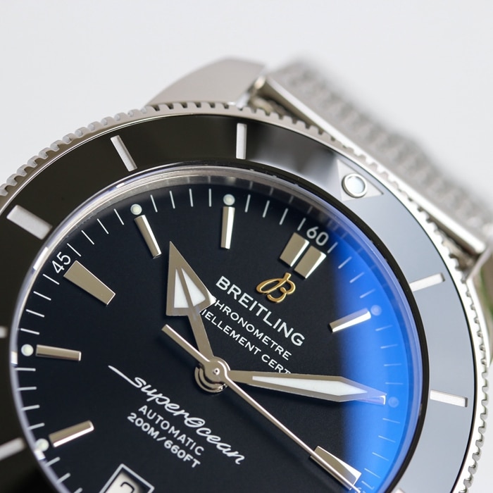 top-tier watch Breitling men's black dial super ocean culture series mechanical watch detail shots