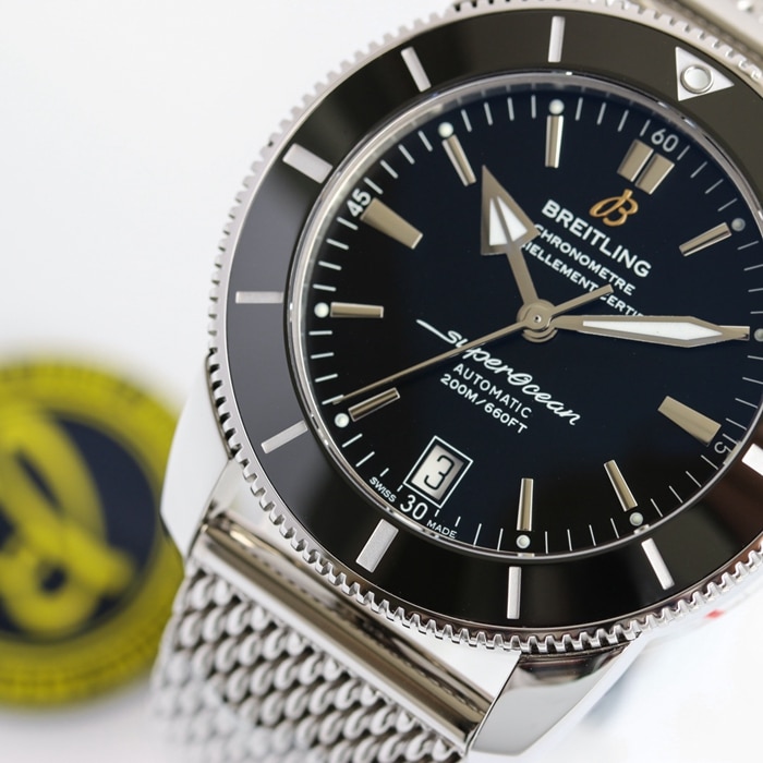top-tier watch Breitling men's black dial super ocean culture series mechanical watch detail shots