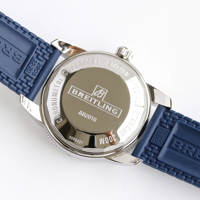 top-tier watch Breitling men's blue dial super ocean culture mechanical watch back cover picture